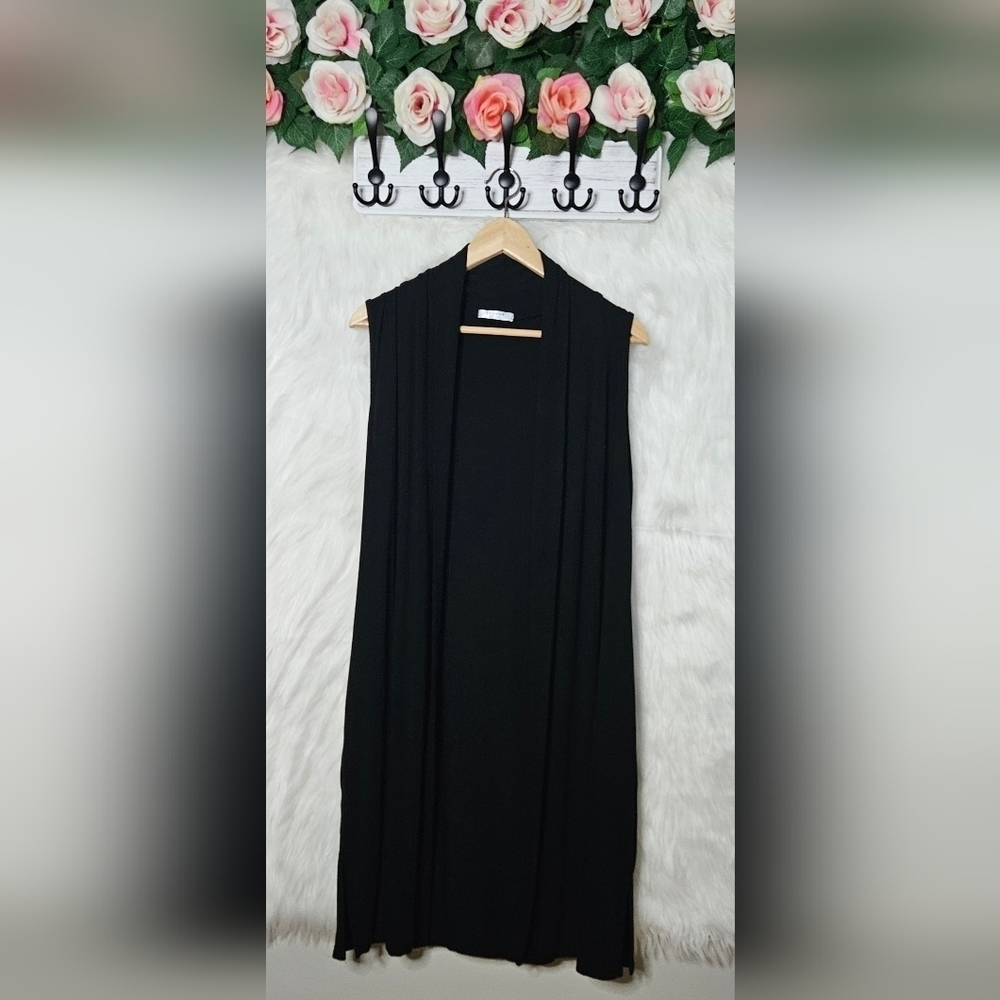 Long Obsidian Drape Vest